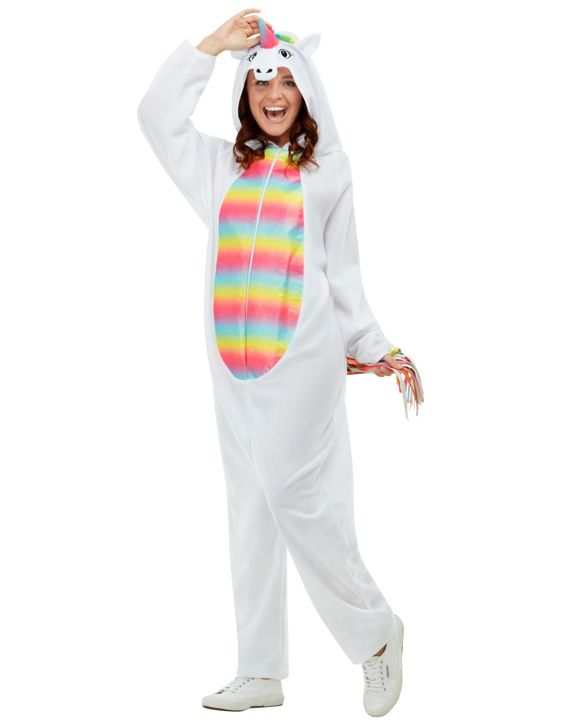 Einhorn-Kostüm für Erwachsene Onesie Faschingskostüm weiss-bunt von SMIFFY'S