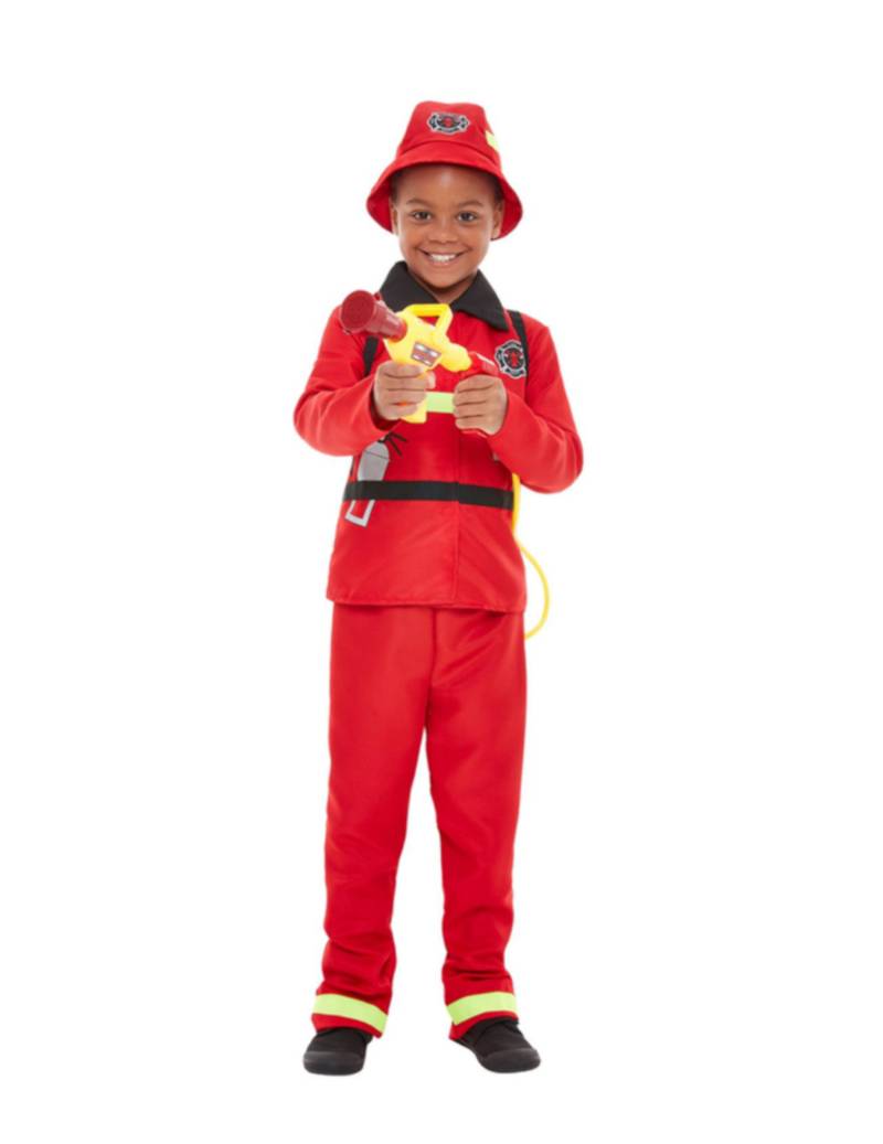 Feuerwehrmann-Kostüm für Jungen Faschingskostüm rot-schwarz von SMIFFY'S