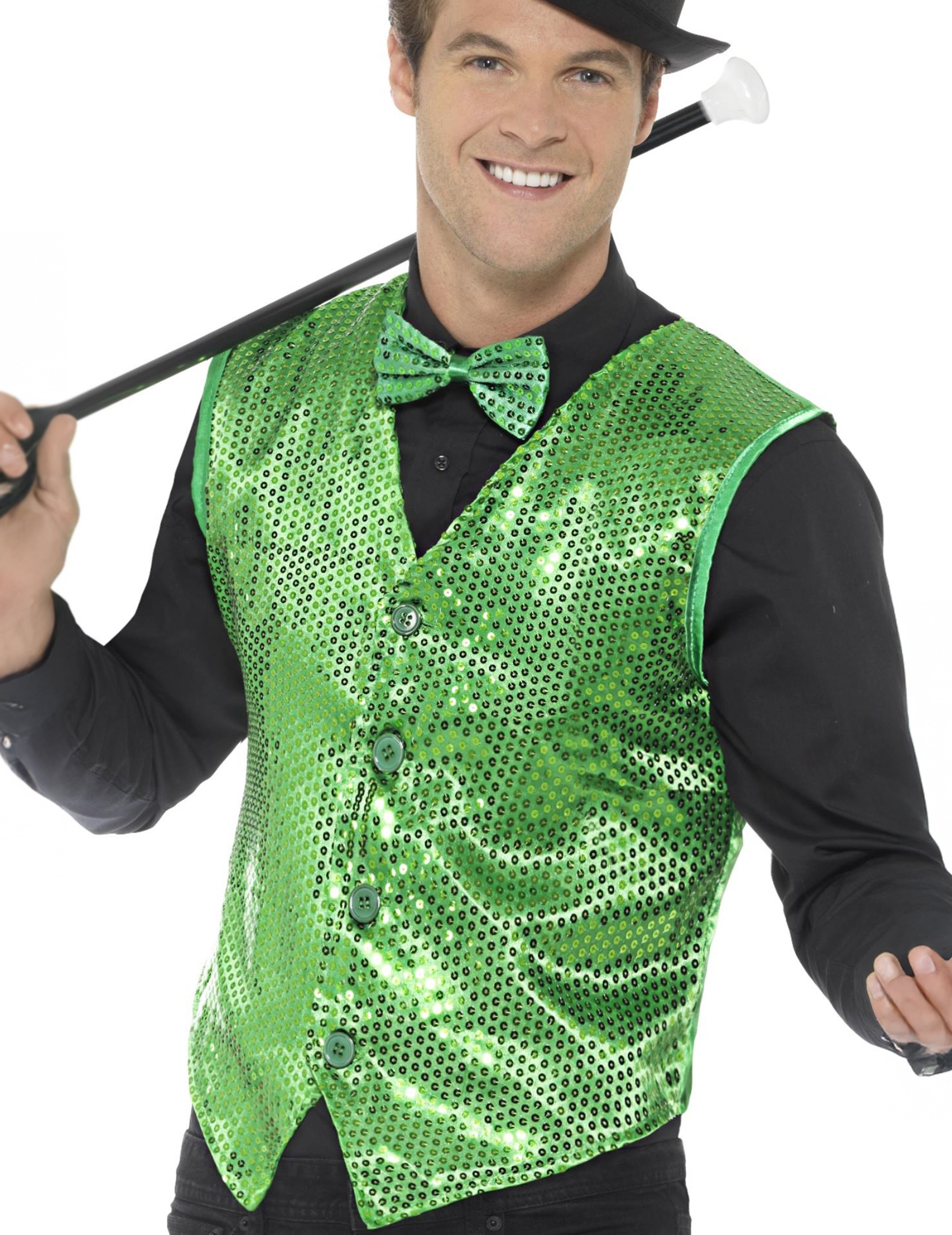 Glitzernde Paillettenweste für Herren Discojacke grün Glitzernde Paillettenweste für Herren Discojacke grün von SMIFFY'S