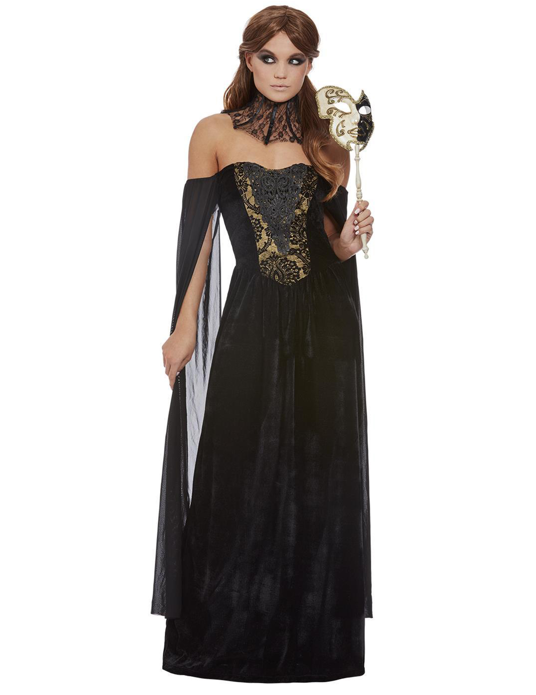 Gräfin-Gothic-Kostüm für Damen Halloween-Kostüm schwarz-gold von SMIFFY'S