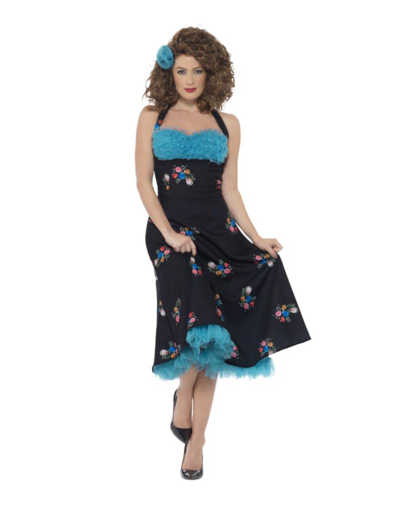 Grease-Kostüm Cha Cha DiGregorio 50er-Kleid für Damen schwarz-blau von SMIFFY'S