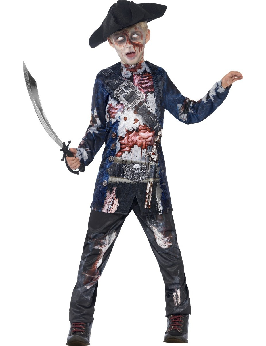 Gruseliger Zombie Pirat Halloween Kinderkostüm blau-bunt Gruseliger Zombie Pirat Halloween Kinderkostüm blau-bunt von SMIFFY'S
