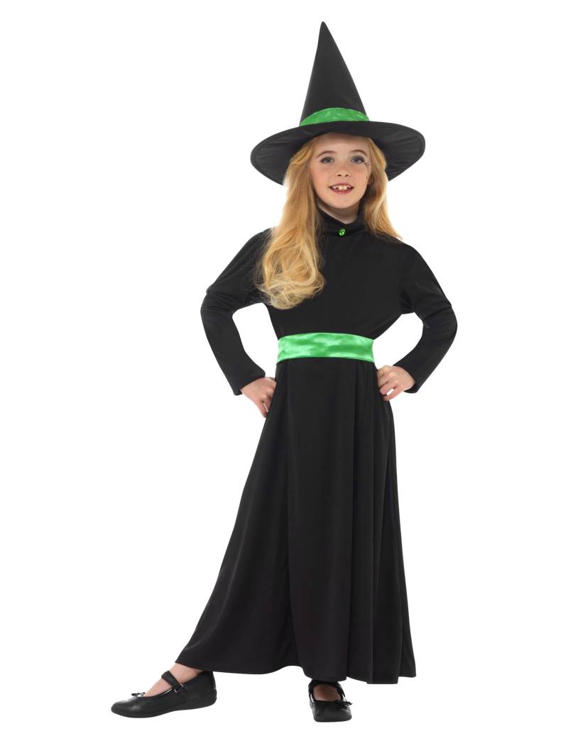 Hexen-Kostüm für Mädchen Halloween-Kostüm schwarz-grün von SMIFFY'S