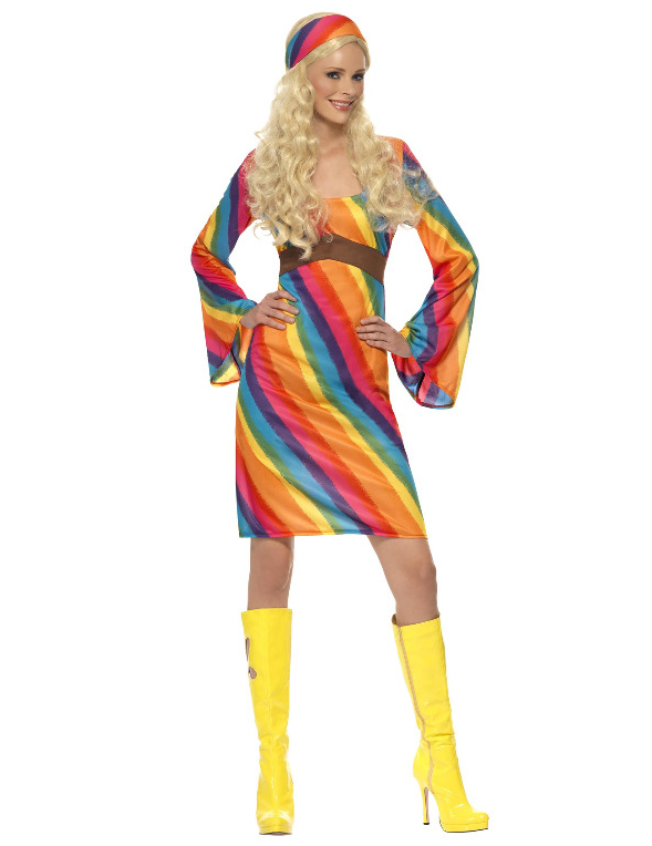 Hippie Damenkostüm Regenbogen bunt von SMIFFY'S