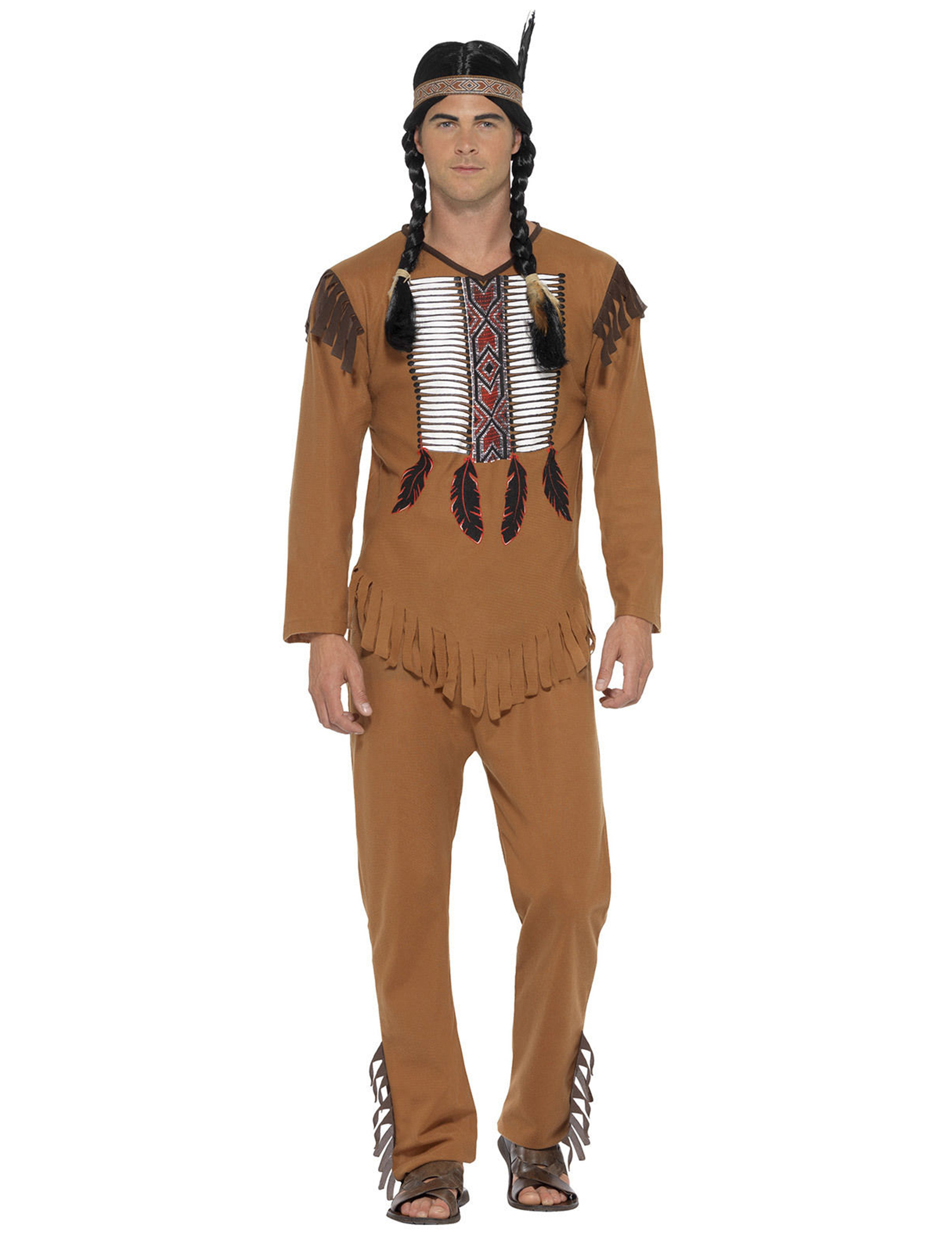 Indianer-Kostüm Wildwest für Herren beige-braun Indianer-Kostüm Wildwest für Herren beige-braun von SMIFFY'S