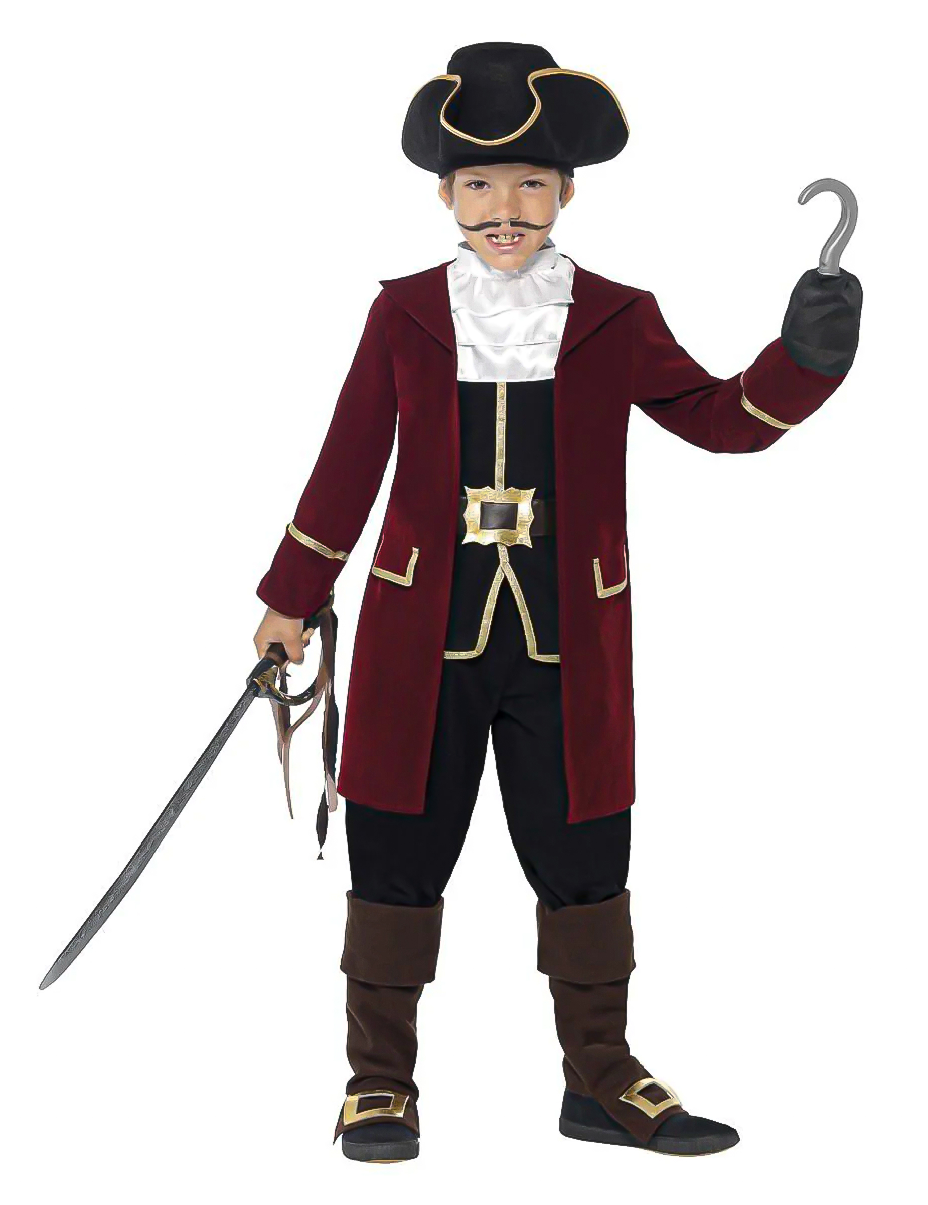 Kostüm Piratenkapitän für Jungen schwarz-bordeaux Kostüm Piratenkapitän für Jungen schwarz-bordeaux von SMIFFY'S