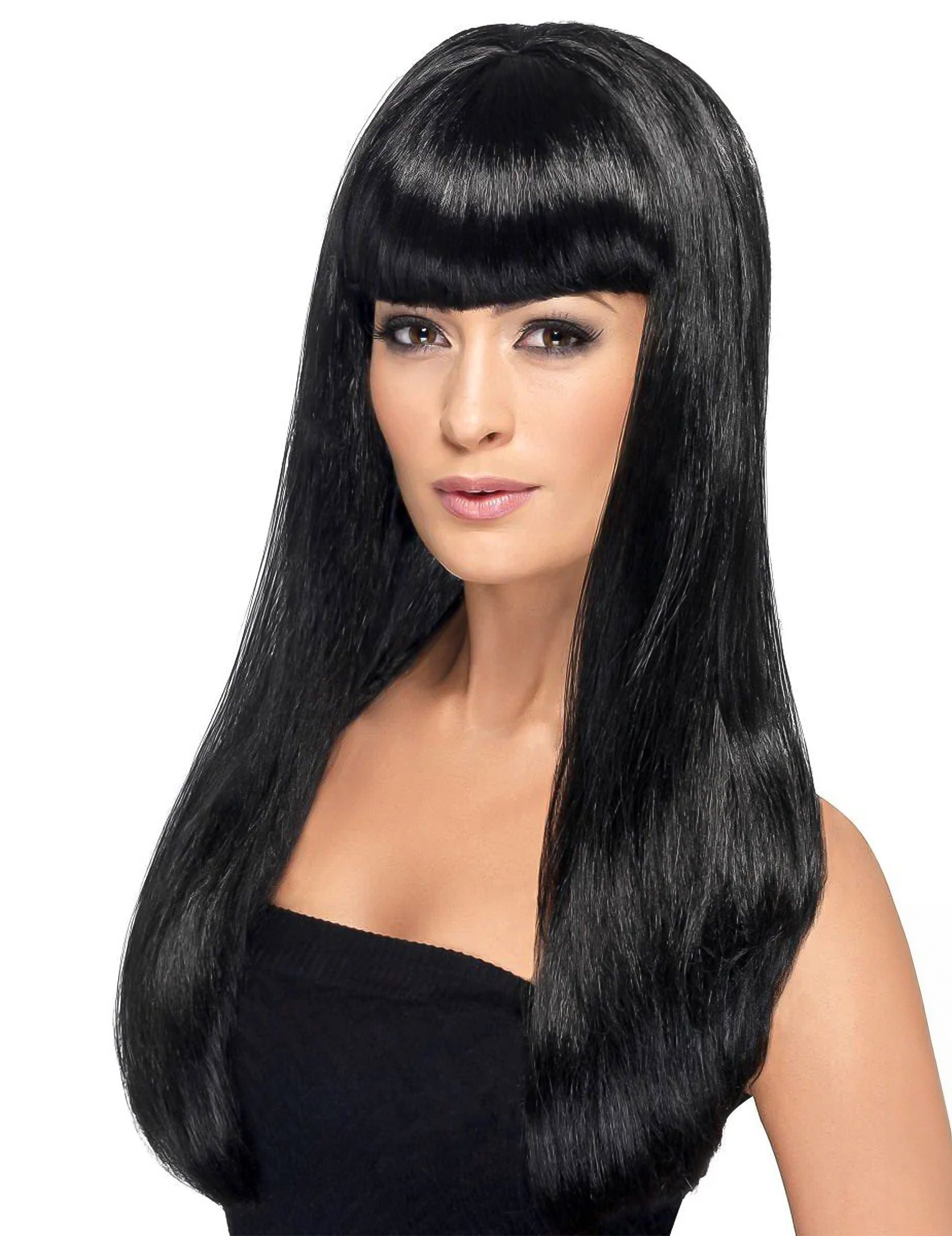Langhaar-Perücke glatt mit Pony schwarz Langhaar-Perücke glatt mit Pony schwarz von SMIFFY'S