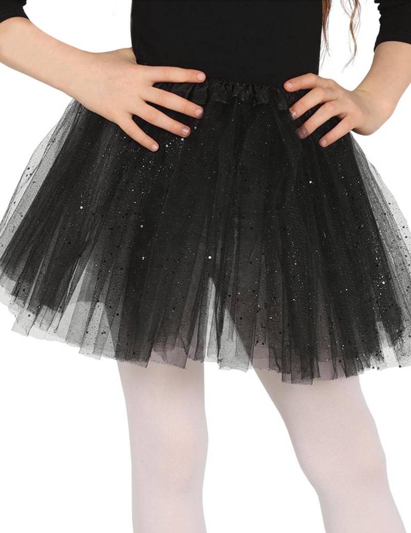 Tutu mit Glitter für Mädchen schwarz von FIESTAS GUIRCA, S.L.