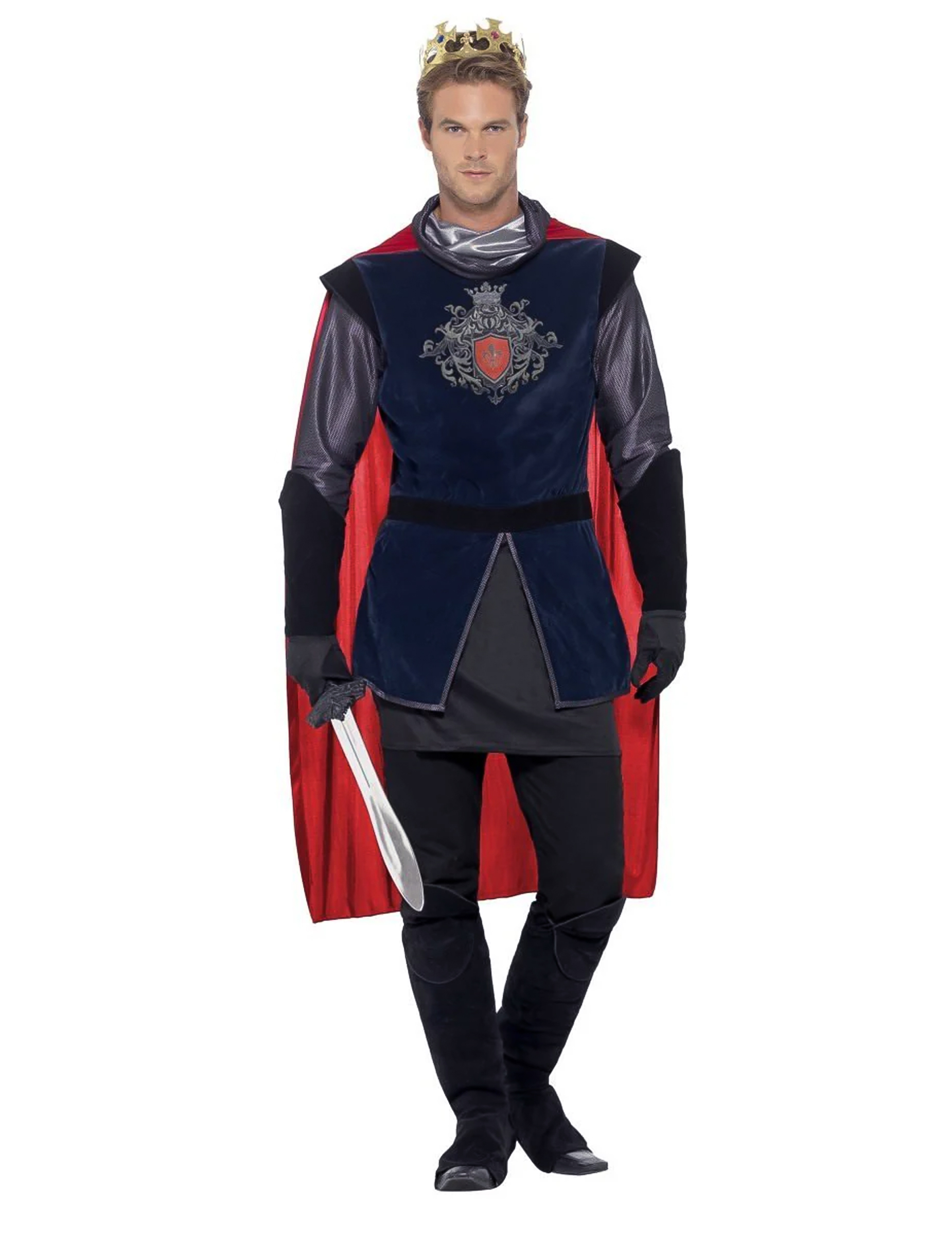 Mittelalterlicher König Deluxe Kostüm schwarz-silber-rot Mittelalterlicher König Deluxe Kostüm schwarz-silber-rot von SMIFFY'S