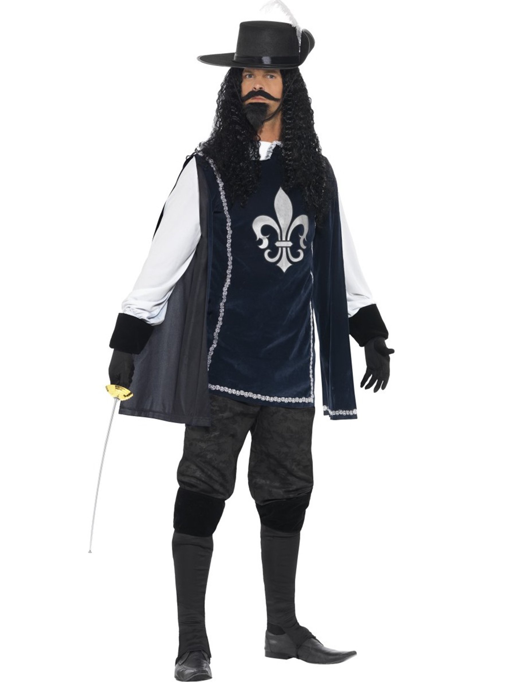 Musketier-Kostüm D`Artagnan dunkelblau-weiß von SMIFFY'S