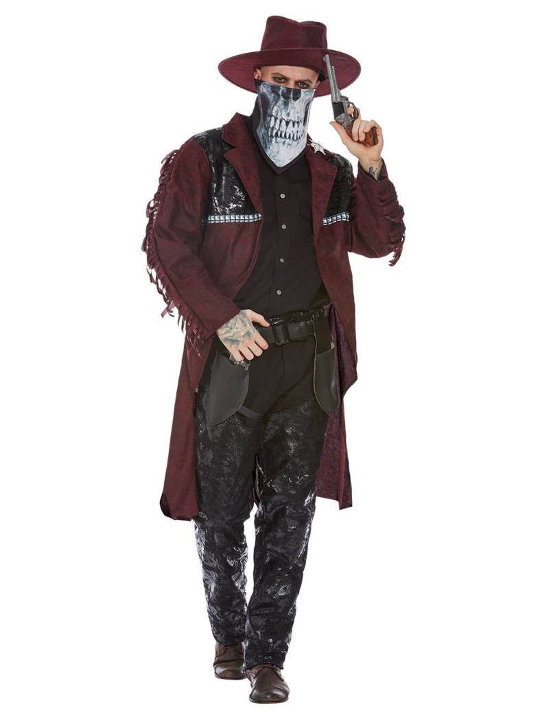 Mysteriöser Cowboy-Kostüm für Herren Halloweenkostüm rot-schwarz von SMIFFY'S