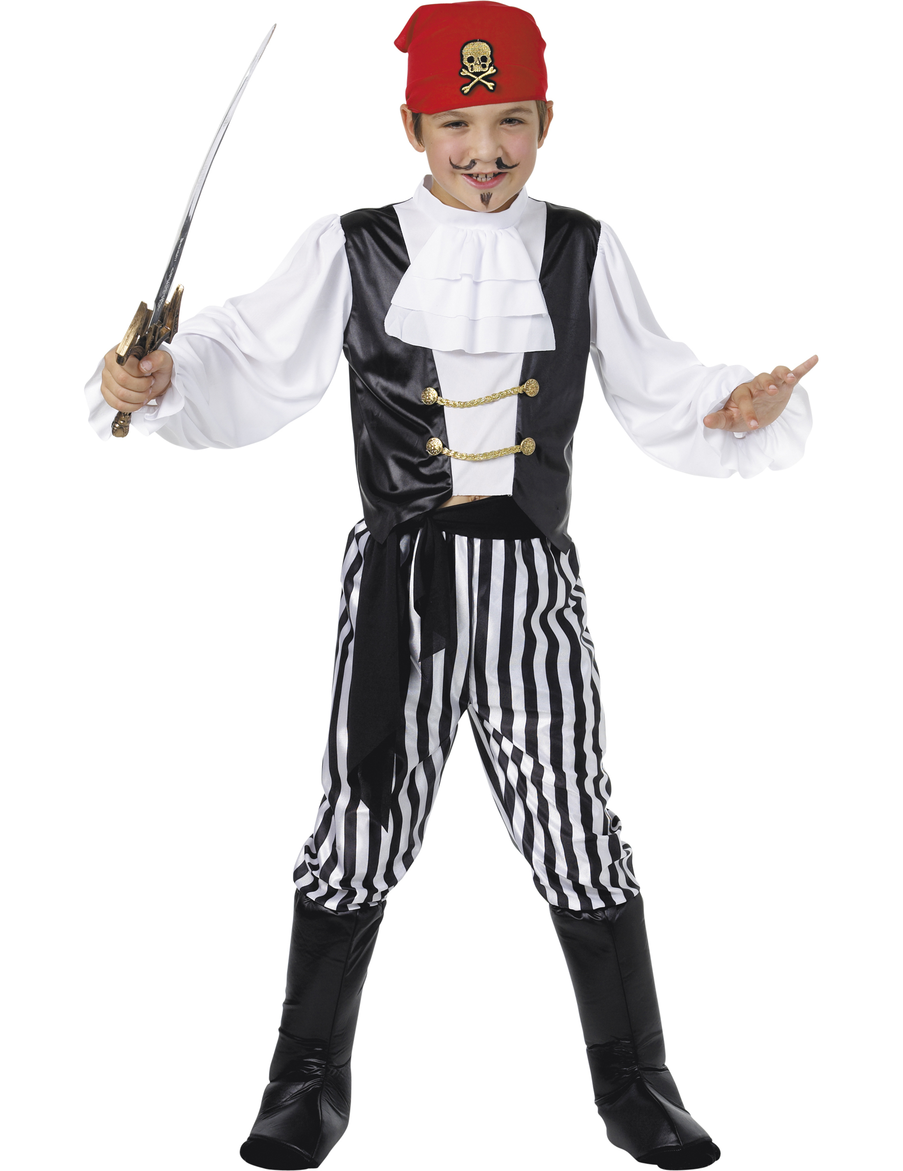 Nobler Pirat Kinder-Kostüm schwarz-weiß von SMIFFY'S