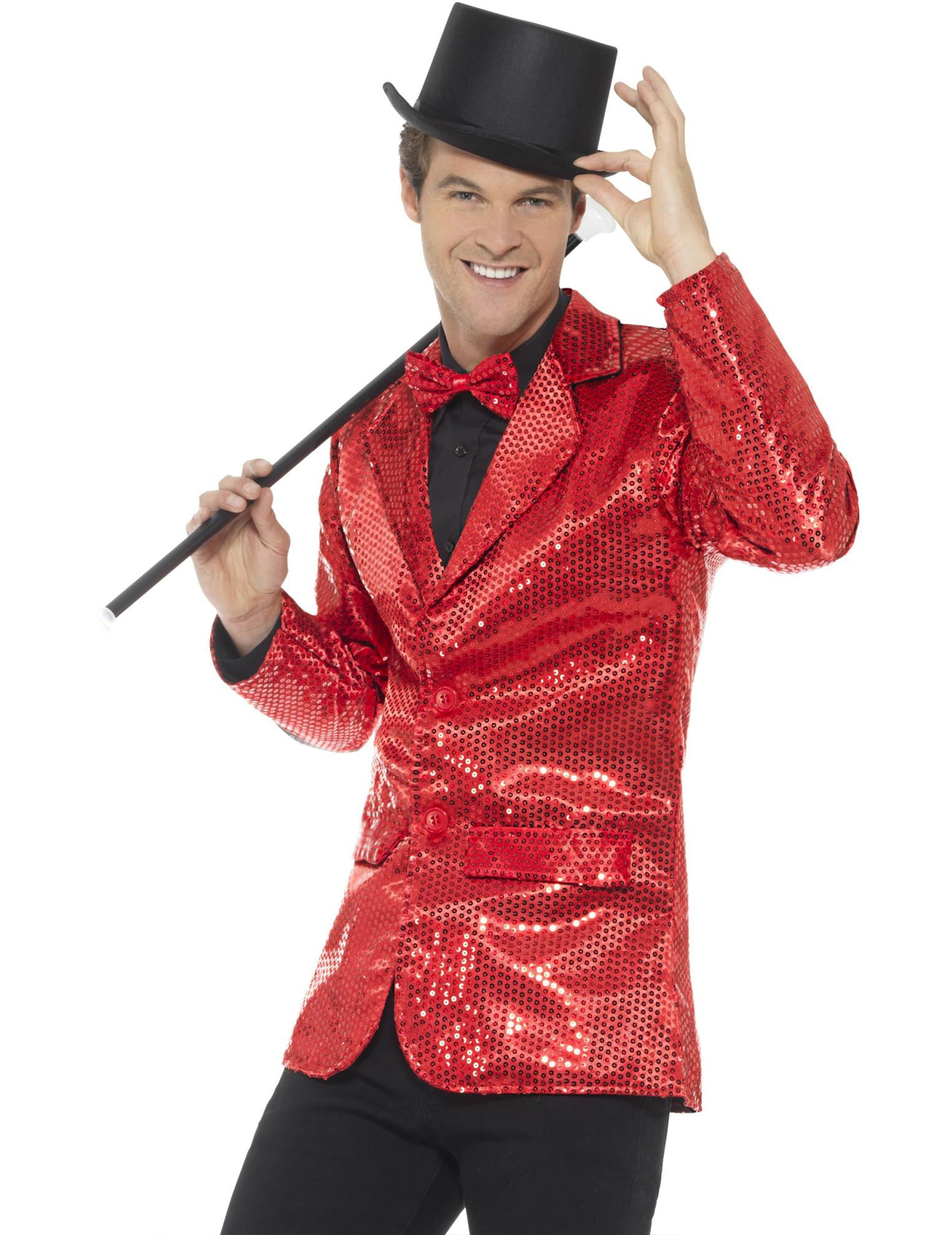Pailletten-Jacke für Herren rot Pailletten-Jacke für Herren rot von SMIFFY'S