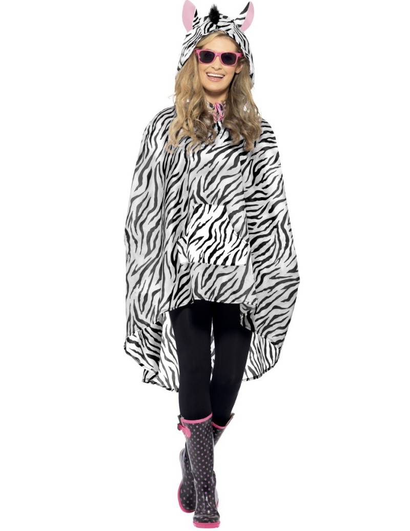 Party Poncho Zebra schwarz-weiss von SMIFFY'S