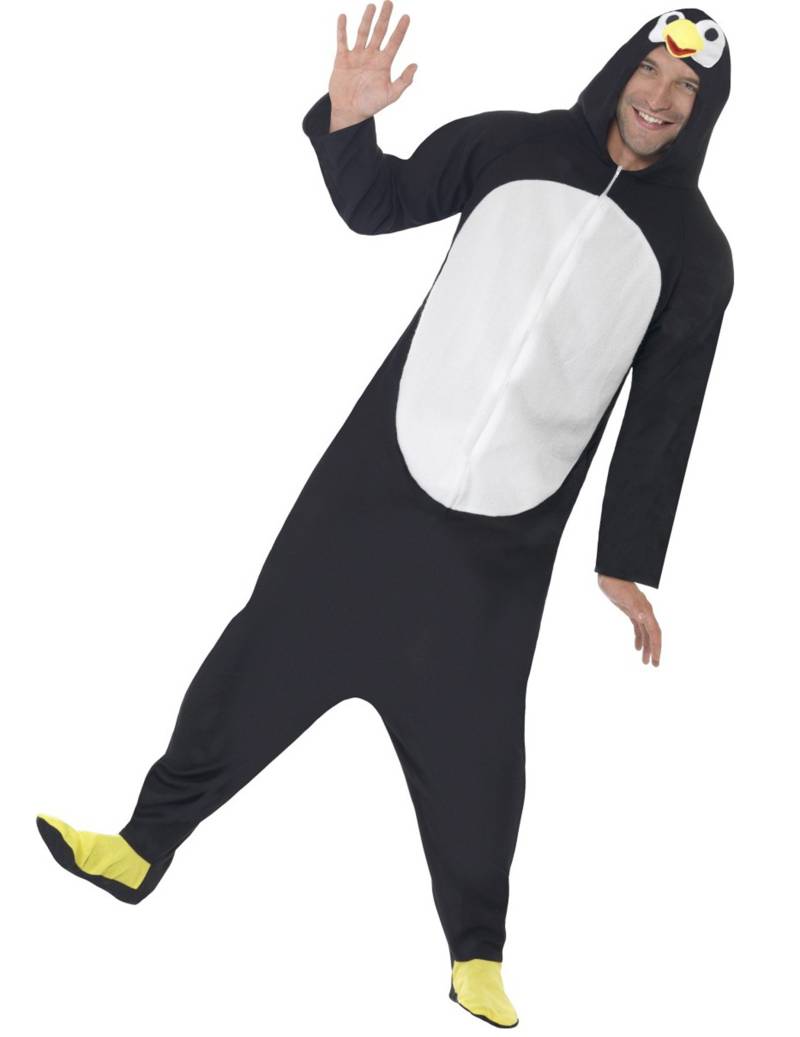 Pinguin Kostüm für Erwachsene schwarz-weiß-gelb von SMIFFY'S