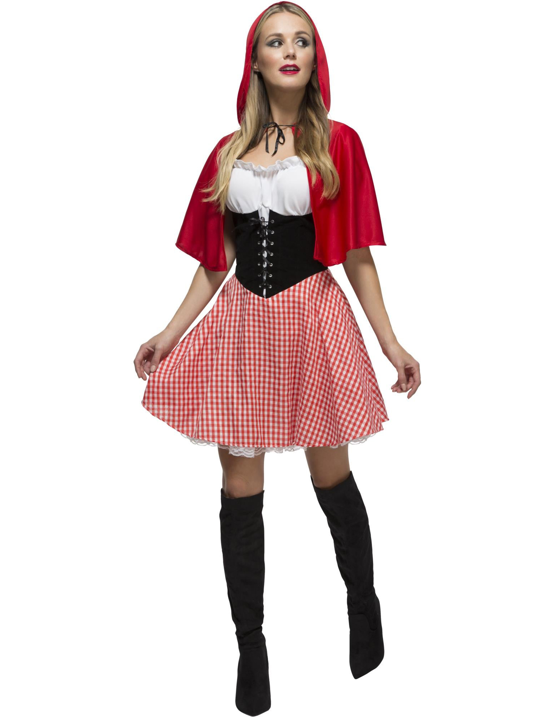 Rotkäppchen Damenkostüm Märchen rot-weiss-schwarz Rotkäppchen Damenkostüm Märchen rot-weiss-schwarz von SMIFFY'S