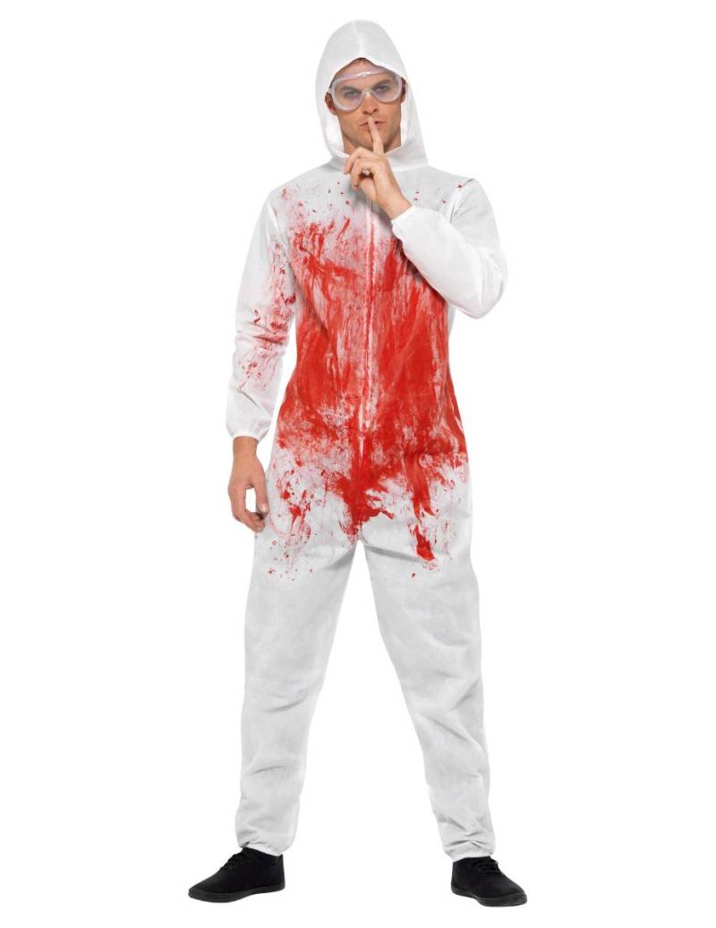 Serienkiller-Kostüm für Herren Halloween-Kostüm weiss-rot von SMIFFY'S