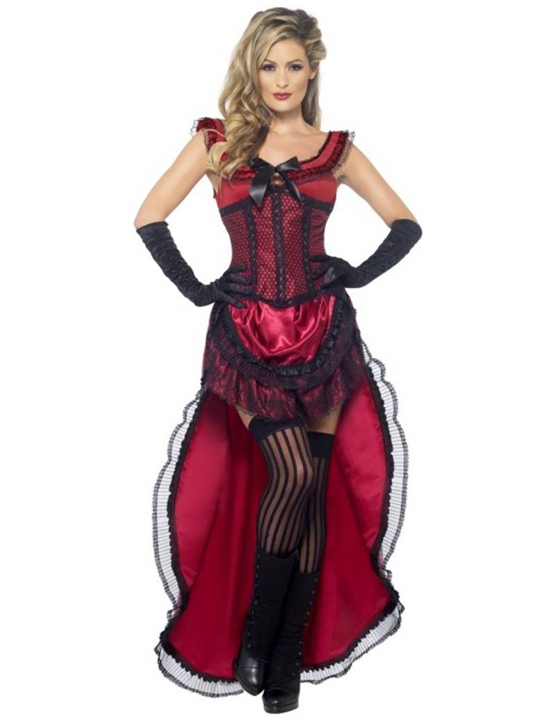 Sexy-Saloon-Tänzerin - Damenkostüm rot-schwarz von SMIFFY'S