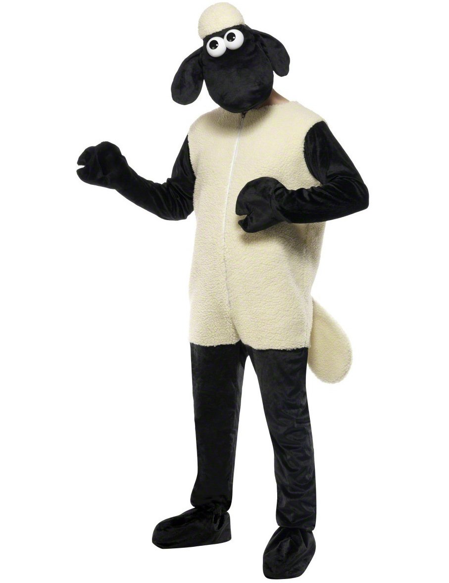 Shaun das Schaf Comic-Kostüm Lizenzware schwarz-beige von SMIFFY'S