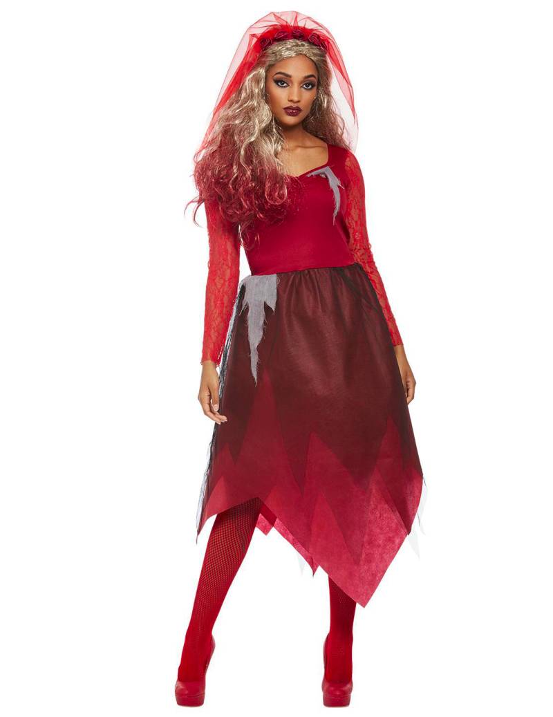 Teuflisches Braut-Kostüm für Damen Halloween-Kostüm schwarz-rot von SMIFFY'S
