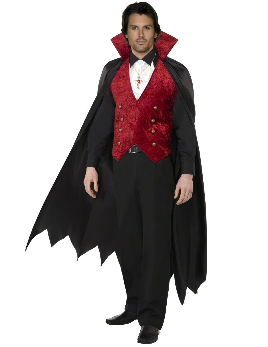 Vampirumhang Deluxe mit Weste Dracula schwarz-rot von SMIFFY'S