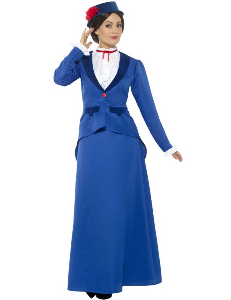 Viktorianisches Kindermädchen Hauslehrerin-Kostüm blau von SMIFFY'S