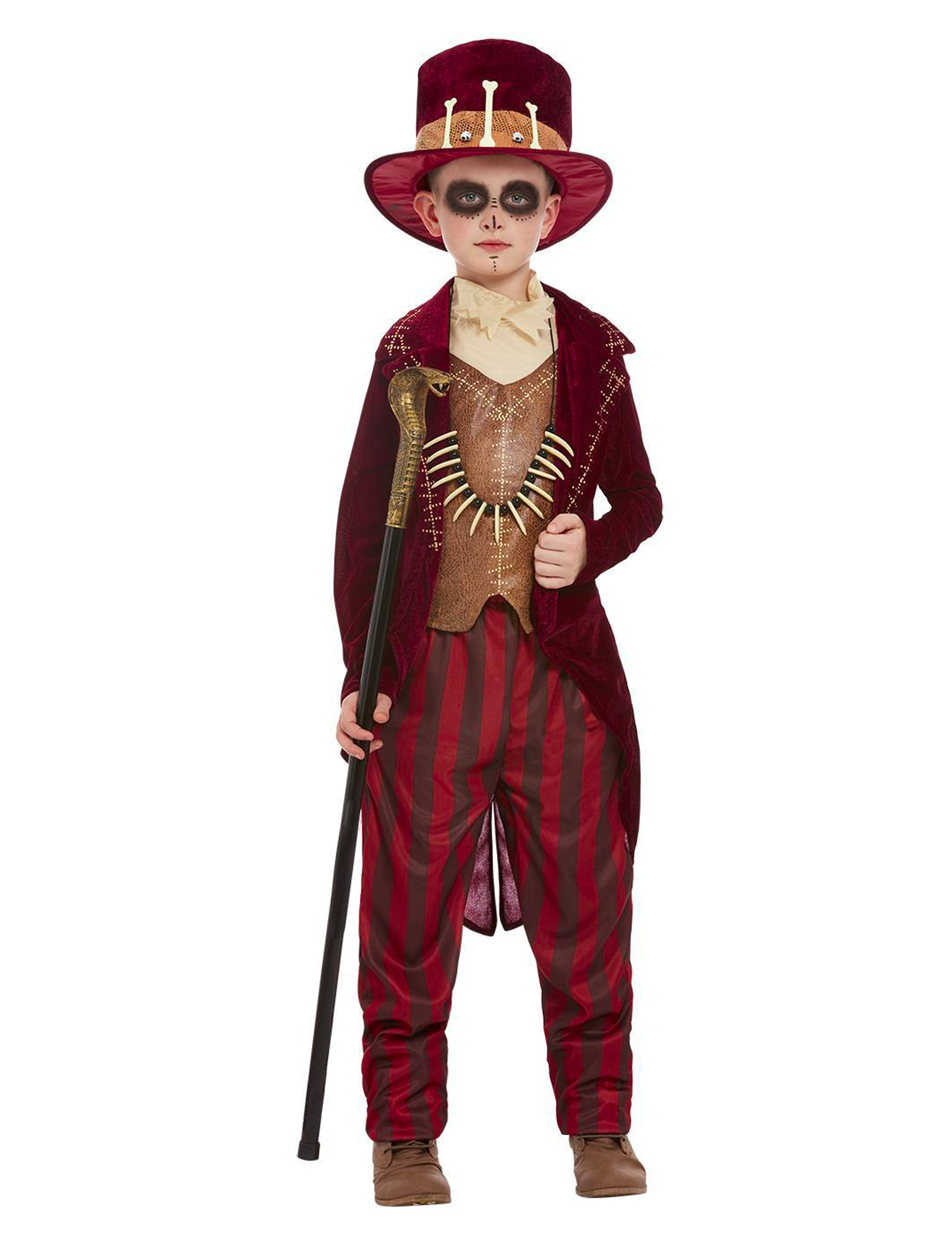Voodoo-Kostüm für Jungen mit Knochen Halloweenkostüm rot-braun von SMIFFY'S