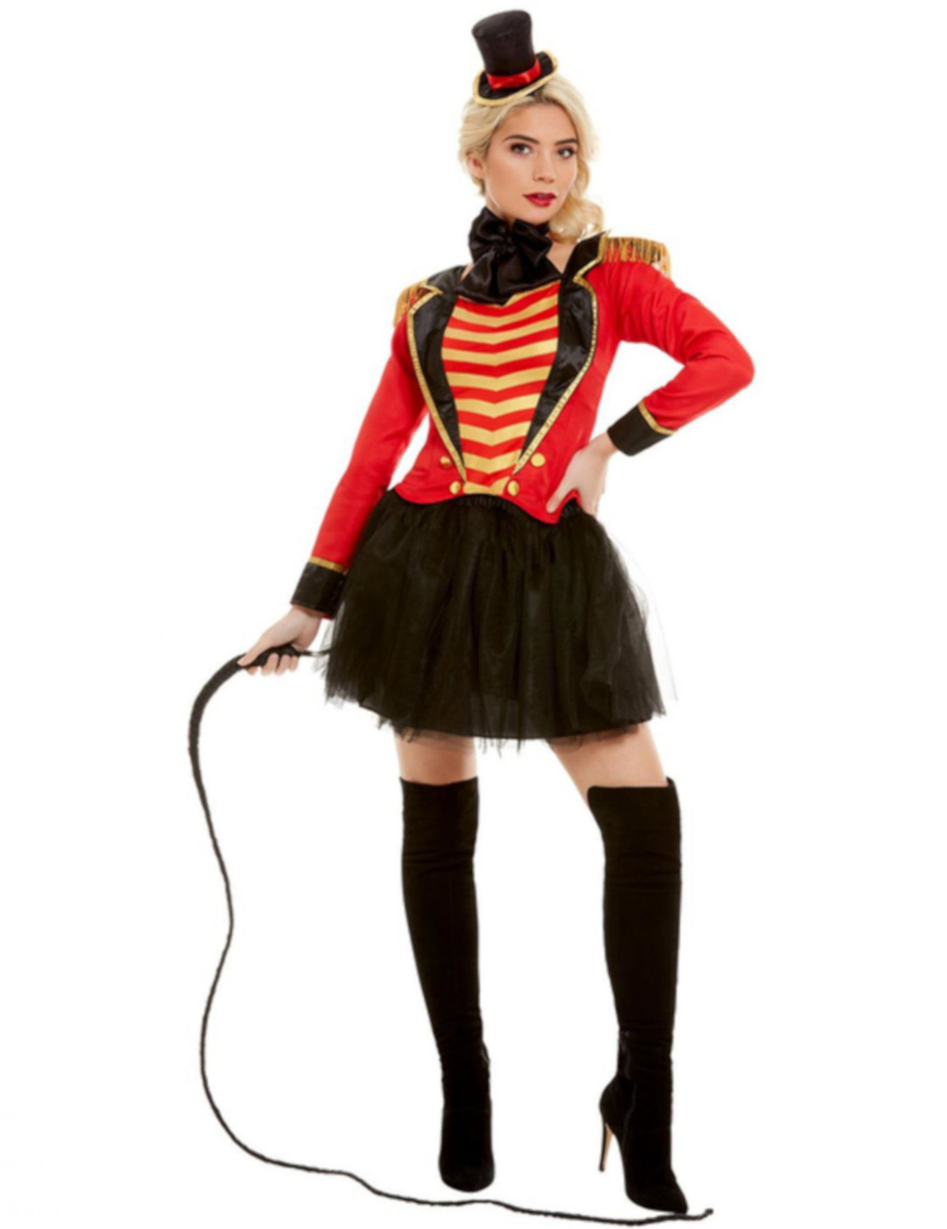 Zirkusdirektorin-Kostüm für Damen Faschingskostüm rot-schwarz-gold von SMIFFY'S