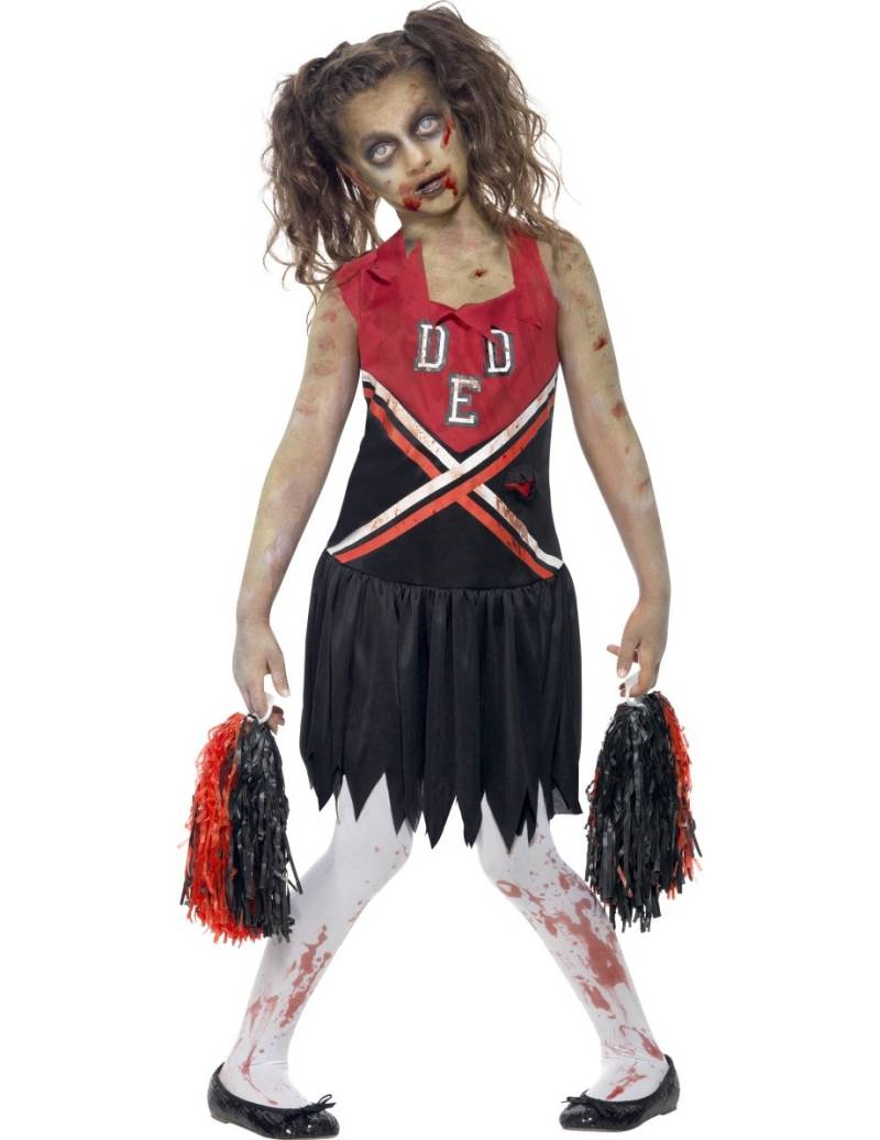 Zombie Cheerleader Halloween Kinderkostüm rot-schwarz von SMIFFY'S
