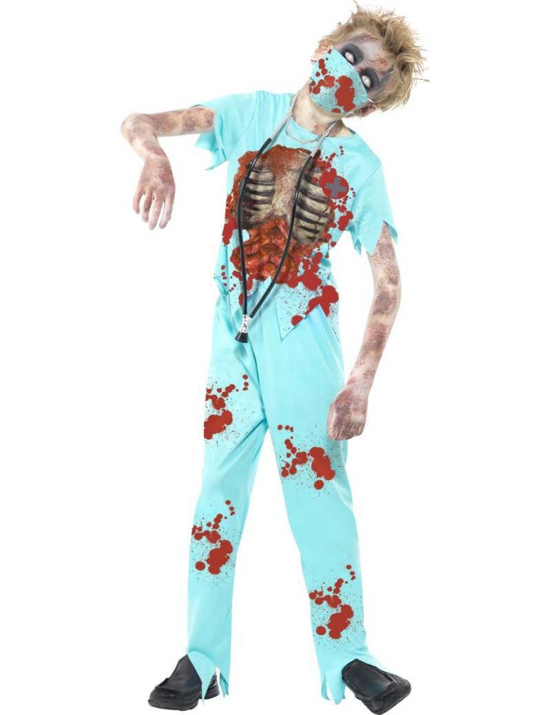 Zombie Chirurg Halloween Kinderkostüm hellblau von SMIFFY'S