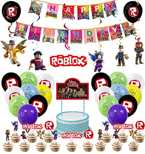 Deko Geburtstag Roblox Geburtstag Deko Roblox Luftballons Roblox Geburtstag Luftballons Roblox Party Deko Roblox Geburtstagsdeko Roblox Geburtstag Girlande Kuchendeckel Spielliebhaber Spiralornamente von CMDXBD