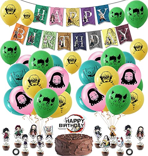 Geburtstag Dekoration Demon Slayer Luftballons Geburtstag Banner Demon Slayer Deko Kuchen Anime Party Set für Kindergeburtstag Geburtstag Dekoration Demon Slayer Luftballons Geburtstag Banner Demon Slayer Deko Kuchen Anime Party Set für Kindergeburtstag von SMLHPARTY