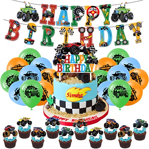 Lastwagen Geburtstagsdeko Monster Truck Kindergeburtstag Lkw Luftballons Torte Girlande von SMLHPARTY