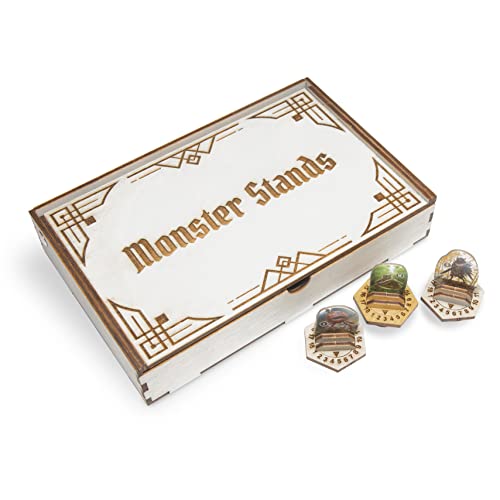 SMONEX Monsterständer 30 Stück - Holzständer mit Lebenspunkte Tracker - Monsterwundenzähler Ständer geeignet für 2 Monsterarten (Normal und Elite) - Kompatibel mit dem Brettspiel Frosthaven von SMONEX