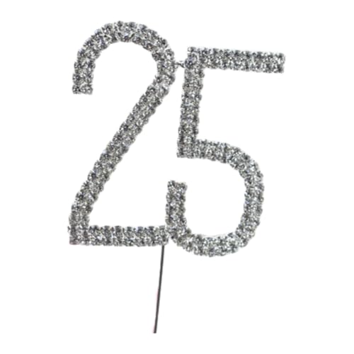 Kuchen Zahlen Deko 11.5 * 4.5cm Diamantenes Cake Topper Kuchen Hochzeitstag Tortenaufsatz Glitzer Silber Metall Strass Tortendeko für Jeden Alters Hochzeit Jahrestag Geburtstagsfeiern von SMTCM