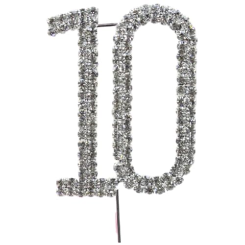 Kuchen Zahlen Deko 11.5 * 4.5cm Diamantenes Cake Topper Kuchen Hochzeitstag Tortenaufsatz Glitzer Silber Metall Strass Tortendeko für Jeden Alters Hochzeit Jahrestag Geburtstagsfeiern von SMTCM