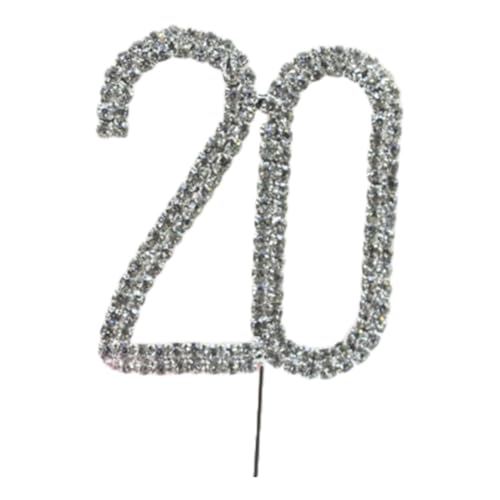 Kuchen Zahlen Deko 11.5 * 4.5cm Diamantenes Cake Topper Kuchen Hochzeitstag Tortenaufsatz Glitzer Silber Metall Strass Tortendeko für Jeden Alters Hochzeit Jahrestag Geburtstagsfeiern von SMTCM