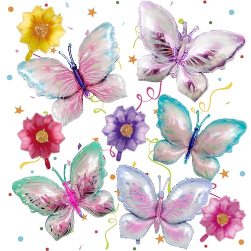 9 Stück Schmetterling Deko, Geburtstag Schmetterling Luftballon, Geburtstag Mädchen Blumen Ballo, Geeignet Für Verschiedene Anlässe Schmetterling Mottoparty Kindergeburtstag Dekoration von SMTelegance