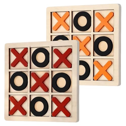 X-O Blöcke Brettspiele, 2 Stück Tic Tac Toe, Tic Tac Toe Holz, Geeignet für Kinder Jeden Alters,Geeignet für Treffen mit Freunden und Spielpartys（Rot und Schwarz, Orange und Schwarz） von SMTelegance