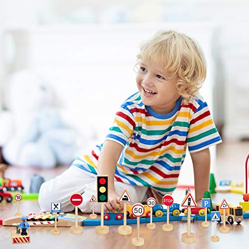 SNAGAROG 15 Stücke Verkehrsschilder Set Holz Verkehrszeichen Lernspielzeug Kinder Holzstraßenschilder Educational Spielzeug für Verkehrswissen Lernen - Multicolor SNAGAROG 15 Stücke Verkehrsschilder Set Holz Verkehrszeichen Lernspielzeug Kinder Holzstraßenschilder Educational Spielzeug für Verkehrswissen Lernen - Multicolor von SNAGAROG