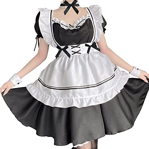 SNOMYRS Dienstmädchen-Kostüm, Cosplay, Dessous, japanisches Anime-Dienstmädchen-Outfit, Kostüm, Schürze, frech, Kawaii, Lolita, Übergröße, 9 Stück von SNOMYRS