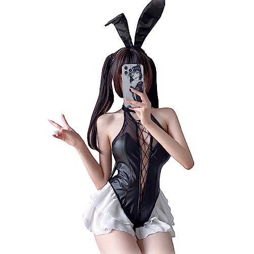 SNOMYRS Sexy Bunny Dessous Mesh Teddy Bodysuit Crotchless Fishnet Bodysuits Gothic Anime Cosplay Kostüme Maid Outfit Plus Größe von SNOMYRS