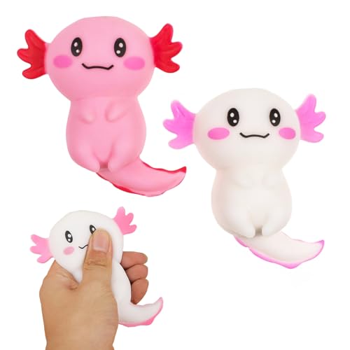 SNONESIY Tier Axolotl-Spielzeug Zappelspielzeug für Kinder und Erwachsene, Maltose Stretch-Axolotl Anti-Stressball, Axolotl Sugar Squeeze, 2Pcs, Rosa, Weiß, 7,5 cm x 7,5 cm x 3 cm, All Ages SNONESIY Tier Axolotl-Spielzeug Zappelspielzeug für Kinder und Erwachsene, Maltose Stretch-Axolotl Anti-Stressball, Axolotl Sugar Squeeze, 2Pcs, Rosa, Weiß, 7,5 cm x 7,5 cm x 3 cm, All Ages von SNONESIY
