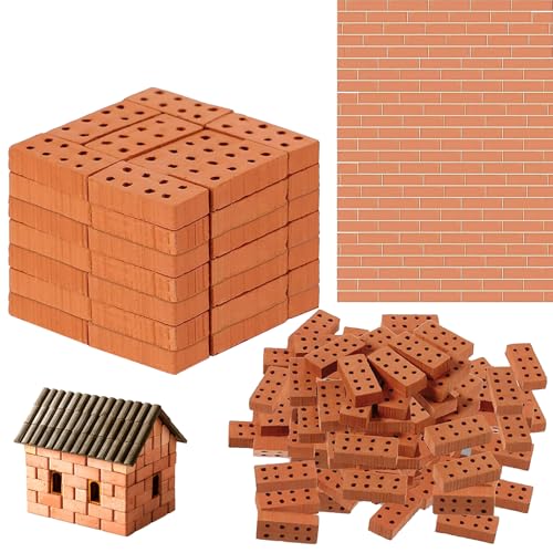 SNONESIY 60 Stück Rote Mini Ziegelsteine für DIY Bauen, Puppenhaus, Garten Ornament, Spielzeug Deko (10 Jahre - 14 Jahre) von SNONESIY