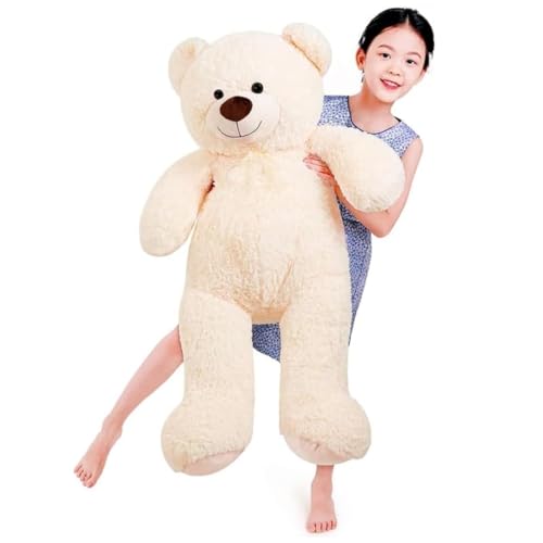 SNOWOLF Riesen XXL Teddybär Plüsch Kuschelbär Plüschbär mit Knopfaugen 110cm, Groß Weiches Teddy Bear Stofftier Geschenk ​am Geburtstag, Valentinstag oder Weihnachten（1.1m, Beige） von SNOWOLF