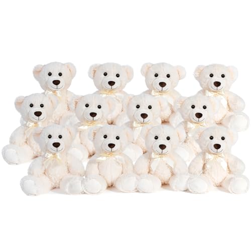 SNOWOLF 12er Pack Teddybär Plüsch Nette Gefüllte Tier Spielzeug Kissen Bär Puppe Geschenk für Kinder Jungen Mädchen Geburtstag Weihnachten Valentinstag (Creme,13.7In/35CM) von SNOWOLF