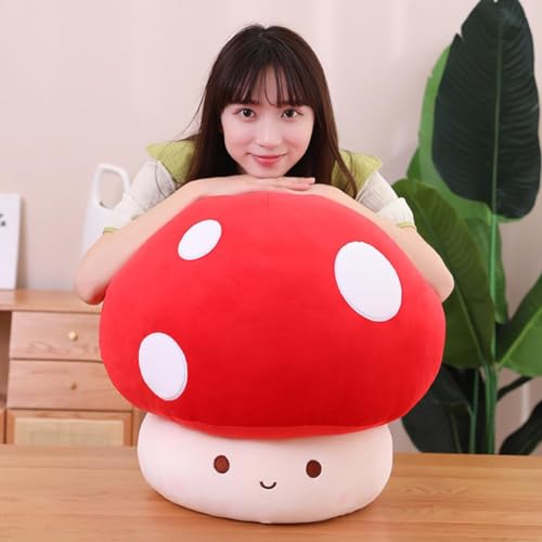 SNOWOLF 60cm Pilz Plüsch Spielzeug 3D Weiche Pilz Plüsch Kissen Kawaii Squishy Puppe Gefüllte Umarmung Kissen Geschenk für Mädchen Kinder Frauen Dekor Weihnachten Valentins Party (red) von SNOWOLF