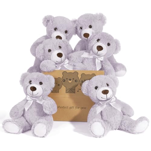 SNOWOLF 6er Pack Teddybär Plüsch Nette Gefüllte Tier Spielzeug Kissen Bär Puppe Geschenk für Kinder Jungen Mädchen Geburtstag Weihnachten Valentinstag(Grau,13.7In/35CM) von SNOWOLF