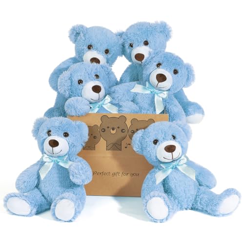 SNOWOLF 6er Pack Teddybär Plüsch Nette Gefüllte Tier Spielzeug Kissen Bär Puppe Geschenk für Kinder Jungen Mädchen Geburtstag Weihnachten Valentinstag (Blau,13.7In/35CM) von SNOWOLF