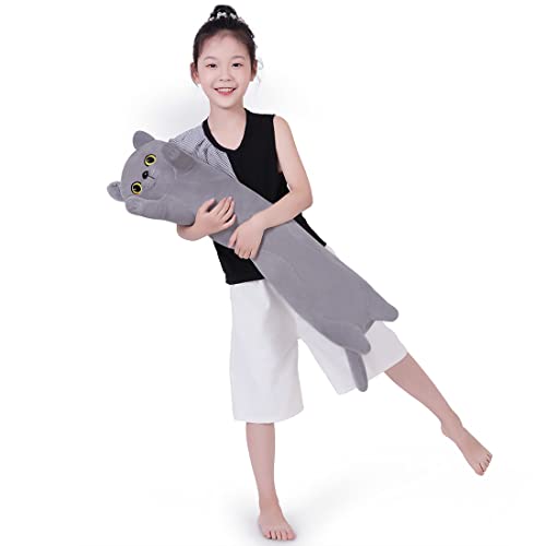 SNOWOLF Britische Kurzhaarkatze Weiche Kissen Plüsch Schlafkissen Baumwolle Kätzchen Kissen Kuschelig Gefüllte Niedliche Plüschpuppe Spielzeug Geschenk Für Kinder Freundin(80cm) von SNOWOLF